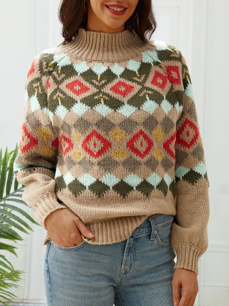 

Color Block Boho Fell Island Sweater, Multicolor, Sweaters