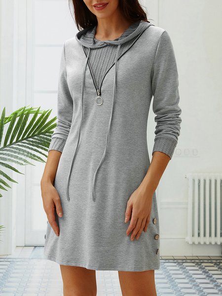 

Color Block V Neck Casual Dress, Black, Dresses