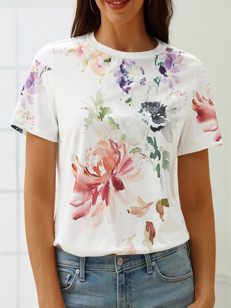 

Mother's Day themed floral print spring new hot women's T-shirt, Multicolor, T-Shirts