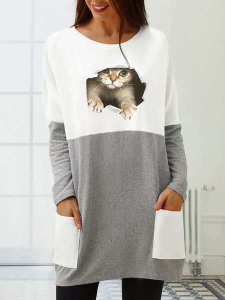 

Color Block Regular Fit Dress, Gray, Dresses