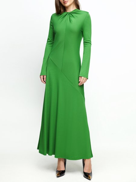 

Long Sleeve Elegant Plain Maxi Dress, Green, Dresses