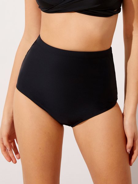 

Simple Plain Bikini Bottom, Black, Swimwear