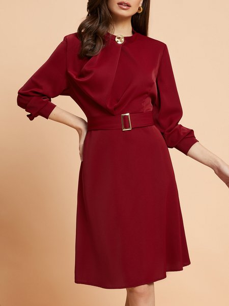 

Long sleeve Regular Fit Elegant Midi Dress, Crimson, Dresses