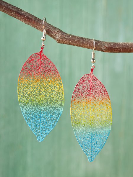 

Boho Retro Ombre Leaf Earrings Vacation Style Beach Jewelry, Multicolor, Earrings