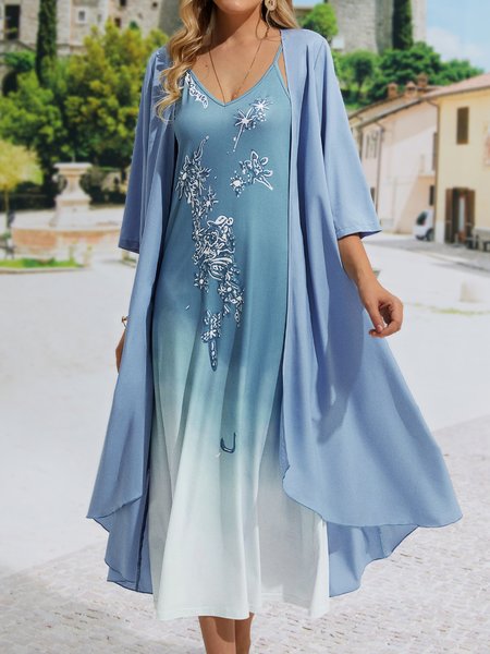 

Floral Vacation Two-Piece Set, Blue, Suit Set