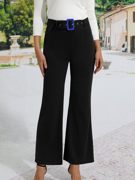 

Wool/Knitting Regular Fit Plain Urban Fashion Pants, Black, Pants
