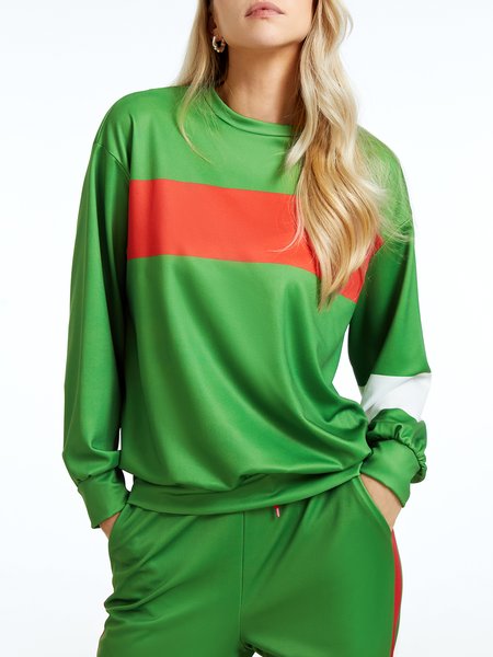 

Urban Color Block Long Sleeve Loosen Sweatshirt, Green, Hoodies and Sweatshirts
