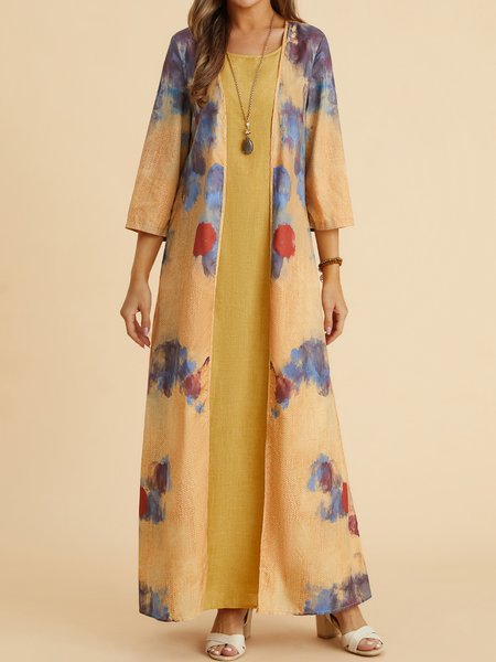 

Casual Abstract Two-Piece Set, Yellow, Floral Dresses