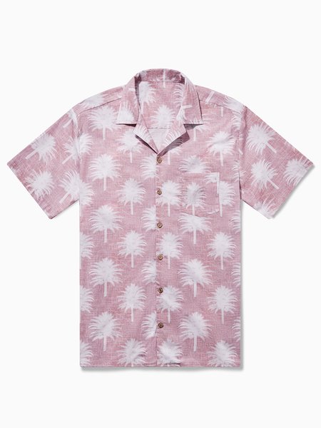 

Hardaddy® Cotton Coconut Tree Aloha Shirt, Nudepink, Men Shirts