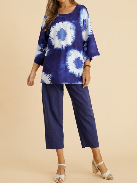 

Tie Dye Casual Two-Piece Set, Gray, Suit Set