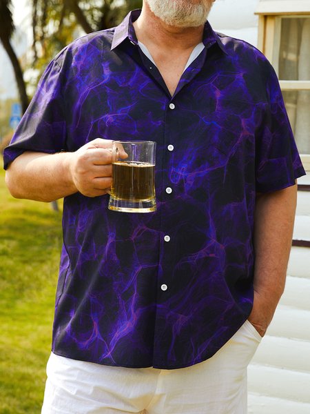 

Big Size Flame Chest Pocket Short Sleeve Casual Shirt, Black, Men Shirts