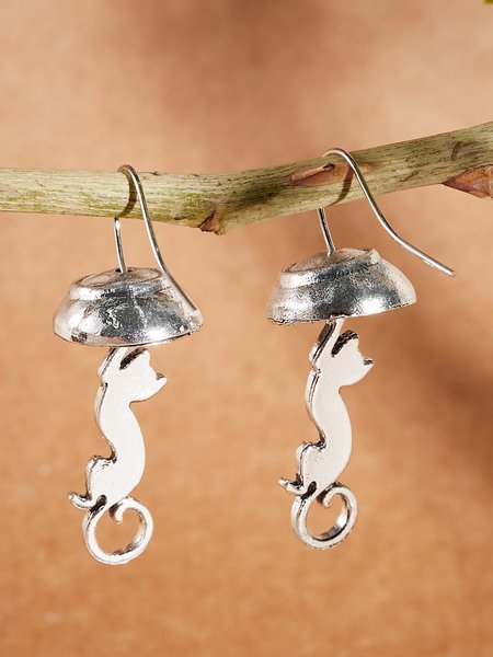 

3D Vintage Cat Dangle Earrings Ethnic Everyday Jewelry Old, As picture, Earrings