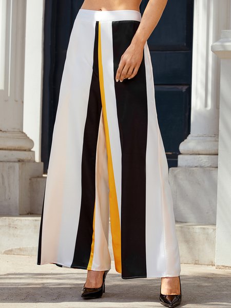 

Stylewe High Waist Color Block Elegant Regular Fit Fashion Pants, Yellow, Pants