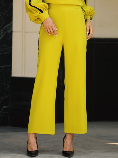 

Urban Color Block Regular Fit Fashion Long Pants, Yellow, Pants