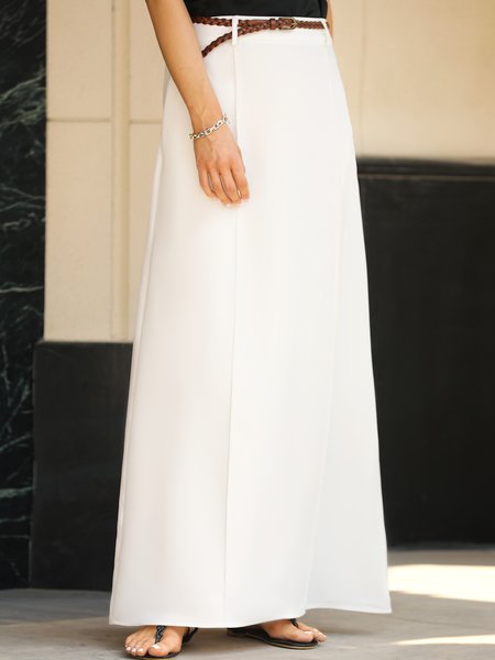 

Plain Simple Regular Fit Long Skirt, White, Skirts