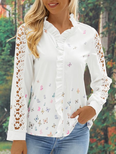

Casual Animal Regular Fit V Neck Blouse, White, Shirts & Blouses