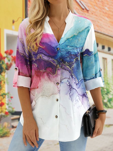 

Shirt Collar Regular Fit Casual Blouse, White, Shirts & Blouses