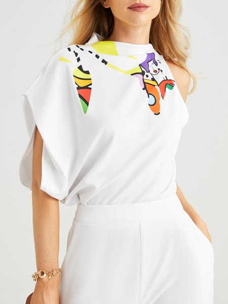 

Vacation Abstract Knit Top, White, Blouses and Shirts