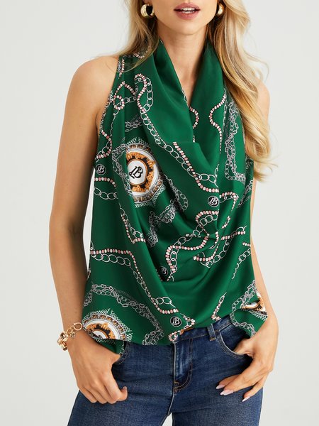 

Regular Fit Abstract Urban Sleeveless Shirt, Green, Blouses and Shirts