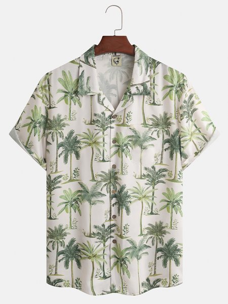 

Coconut Tree Short Sleeve Resort Shirt, Green, Men Shirts