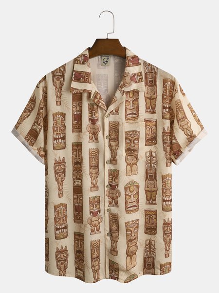 

TIKI Chest Pocket Short Sleeve Resort Shirt, Yellow, Men Shirts