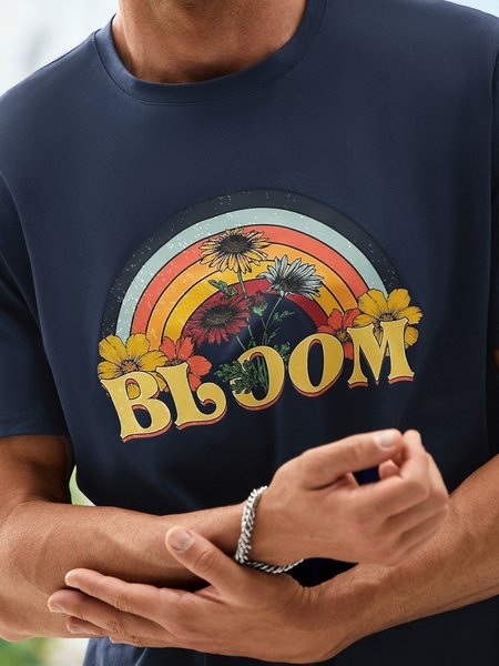 

Floral crew neck T-shirt, Blue, Men's t-shirts