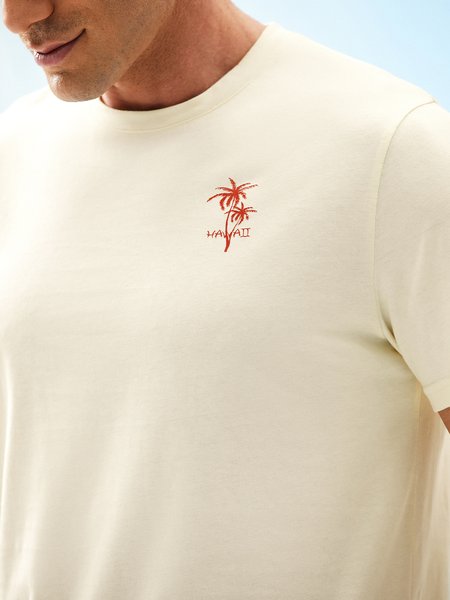 

Pure Cotton Coconut Tree T-Shirt, Beige, Men's t-shirts