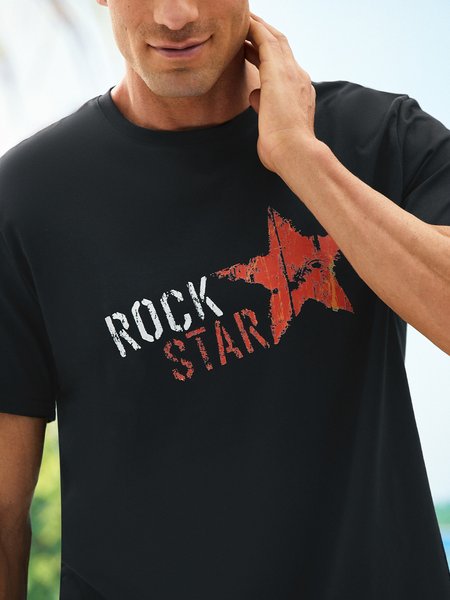 

Rock Music Casual Round Neck T-Shirt, Black, Men's t-shirts