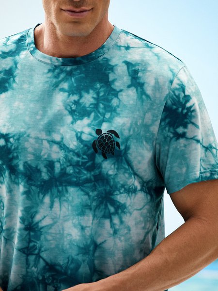 

Tie-Dye Coconut Crewneck T-Shirt, Blue, Men's t-shirts