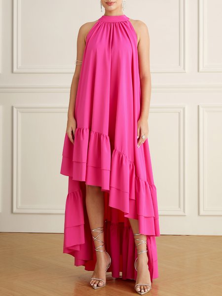 

Elegant Halter Party Dress, Deep pink, Maxi Dresses