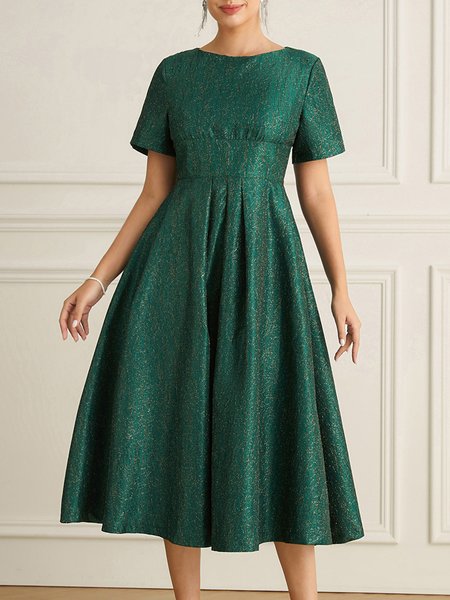 

Stylewe Plain Elegant Short Sleeve Regular Fit Midi Party Dress, Green, Cocktail Dresses