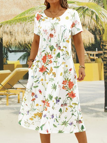 

Casual Jersey Loose Dress, Multicolor, Maxi