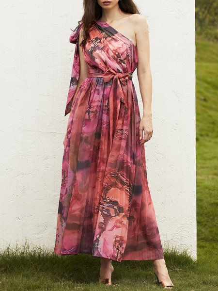 

Regular Fit Elegant Asymmetrical Sleeveless Long Dress, As picture, Maxi Dresses