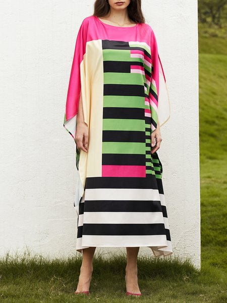 

Striped Elegant Loose Maxi Dress, Multicolor, Dresses