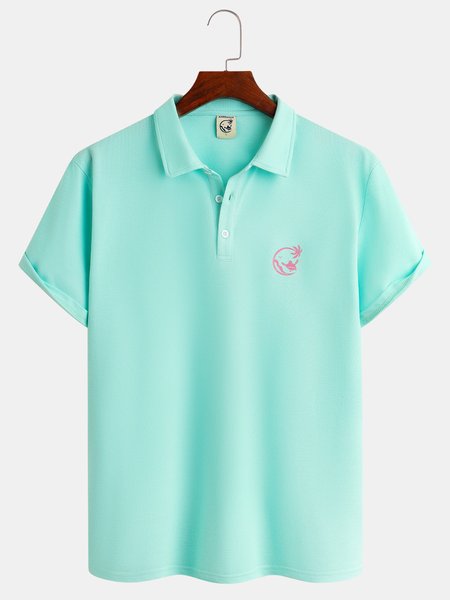 

Coconut Tree Turtle Short Sleeve Cotton Blend Polo Shirt, Light blue, Polo Shirts