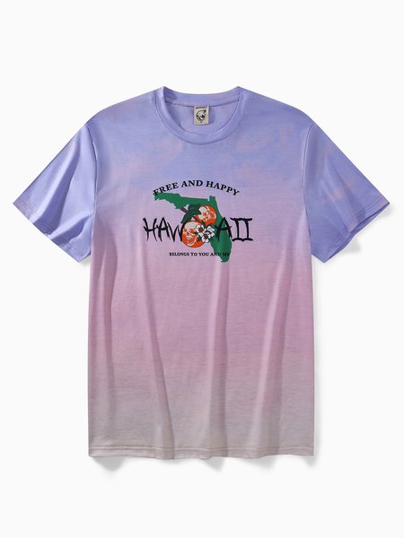 

Hawaii Vacation Round Neck T-Shirt, Purple, Men's t-shirts