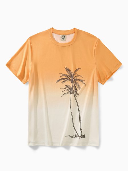 

Coconut Tree Casual Round Neck T-Shirt, Yellow, Men's t-shirts