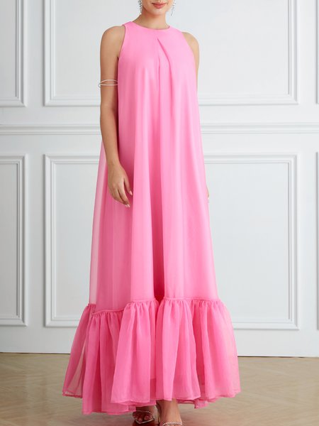 

Plain Elegant Wedding Guest Dress, Pink, Maxi Dresses