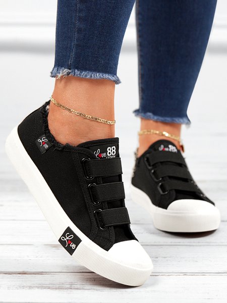 

LOVE Fringe Casual Canvas Slip On Shoes, Black, Sneakers