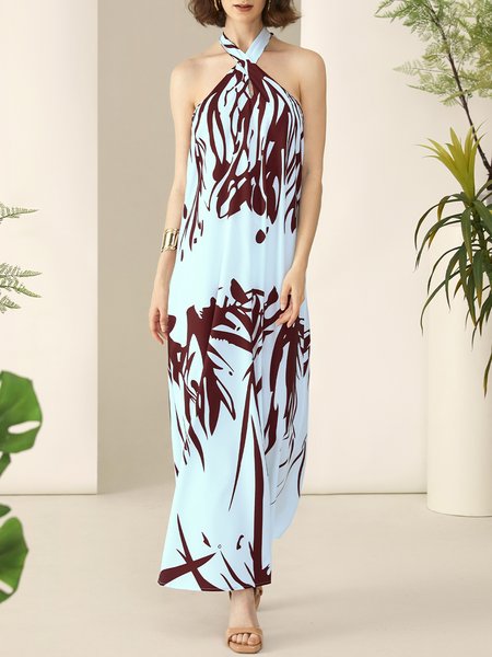 

2023 Fashion week loose Vacation Floral No Elasticity Dress, As picture, Dresses