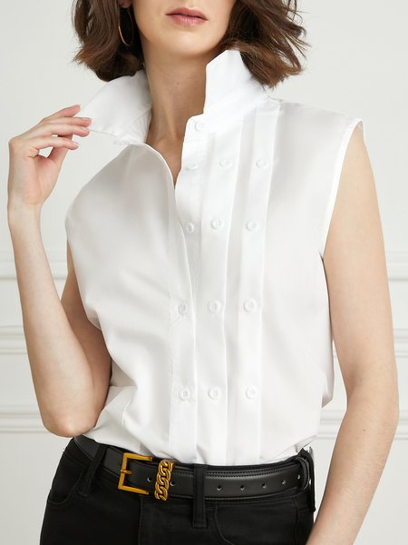 

Regular Fit Urban Sleeveless Plain Blouse, White, Blouses and Shirts