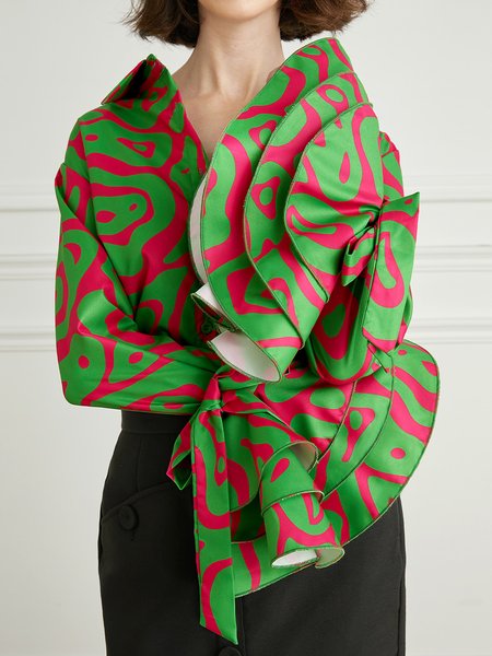 

Stylewe Polka Dots Elegant Daily Abstract Long sleeve Blouse, Green, Blouses and Shirts