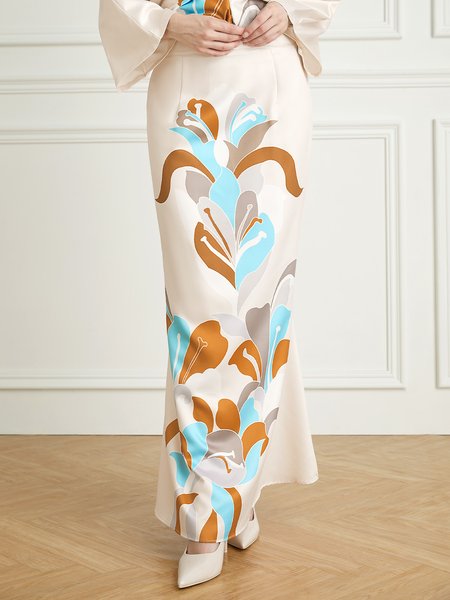 

Elegant Abstract Regular Fit Skirt, As picture, Skirts