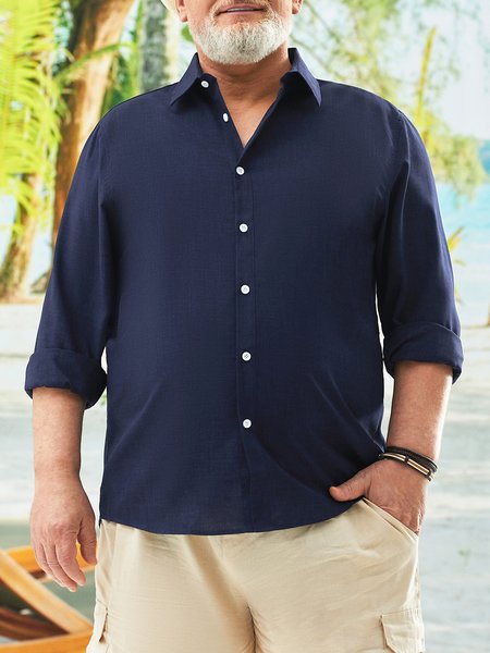 

Big Size Plain Long Sleeve Shirt, Blue, Men Shirts