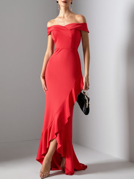 

Wedding Vintage Strapless Guest Dress, Red, Maxi Dresses