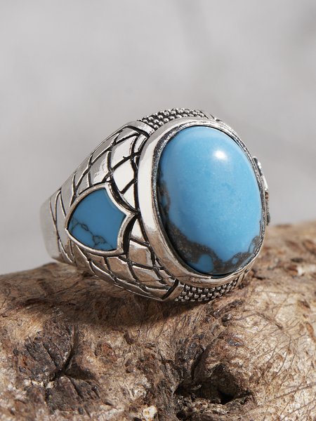 

Ethnic Vintage Turquoise Ring Women's Jewelry, As picture, Rings