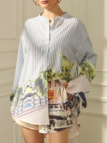 

Shirt Collar Elegant Regular Fit Blouse, As picture, Blouses and Shirts