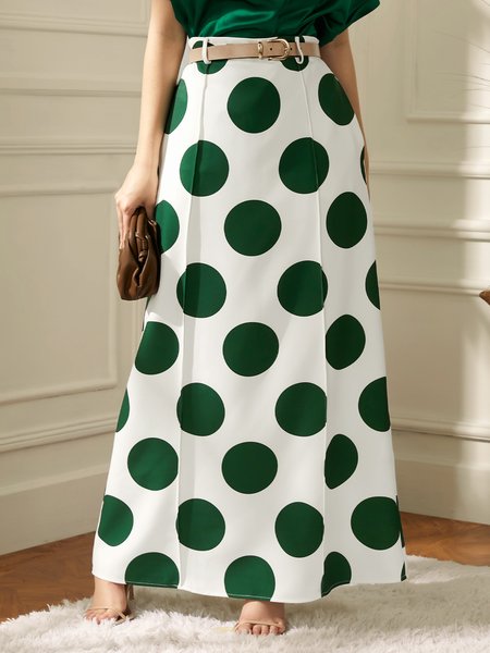 

Stylewe Regular Fit Urban Polka Dots Skirt, Green, Skirts