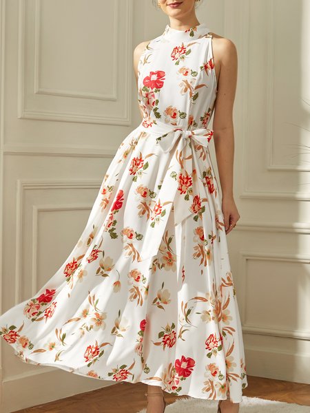 

Stylewe Belt Elegant FLoral Sleeveless Maxi Dress, As picture, Dresses