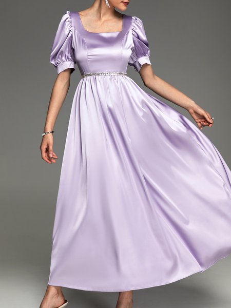 

Wedding Square Neck Elegant Guest Dress, Purple, Maxi Dresses